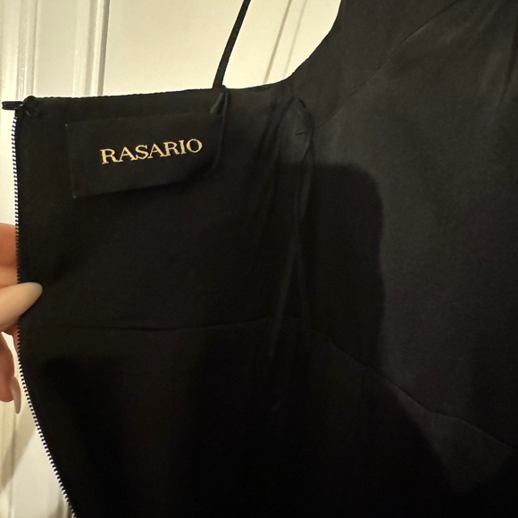 🐈‍⬛RASARIO Split Front Hem Gown - Black Satin - FR36 - NWT* NEVER WORN!🐈‍⬛ - Picture 14 of 15